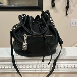 Michael Kors Black Leather Drawstring Bag